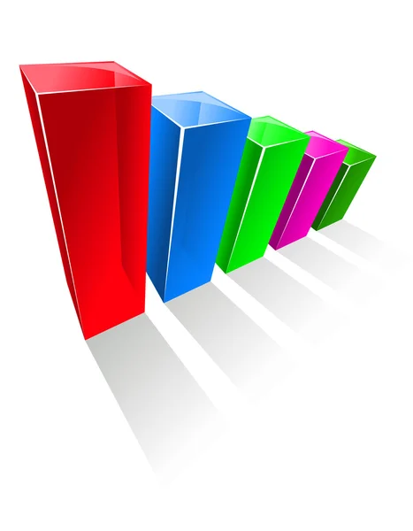 Gráfico com colunas verticais brilhantes coloridas — Vetor de Stock