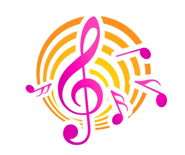 Motivo a tema musicale in giallo e rosa — Vettoriale Stock