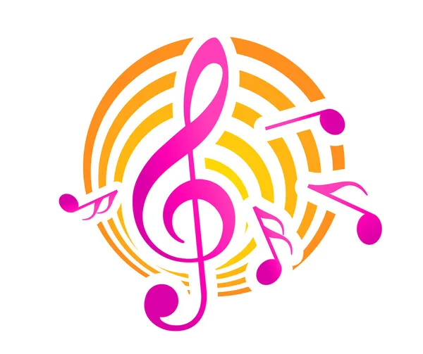 Music themed motif in yellow and pink — Stock Vector