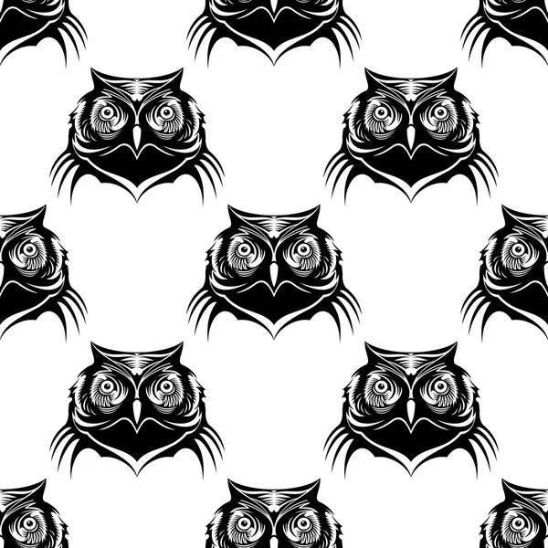 Seamless pattern illustration of an owl head — Stock Vector