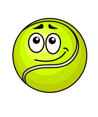 alaycı bir gülümseme ile karikatür tenis topu
