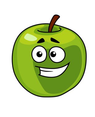 mutlu sağlıklı yeşil elma gülümseyen