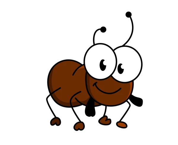 Adorable little brown cartoon ant — Stock Vector