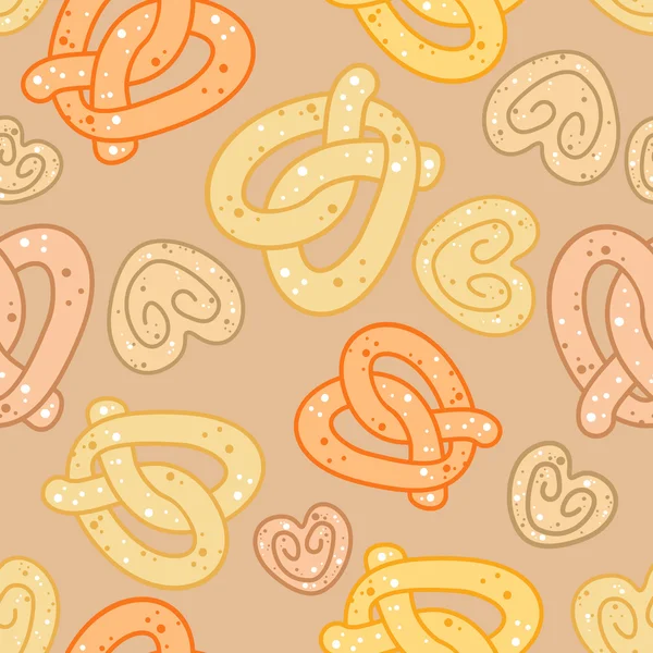 Love knots or pretzels seamless pattern — Stock Vector