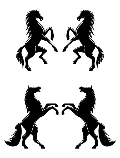 Siluetas de parejas de caballos de paseo — Vector de stock