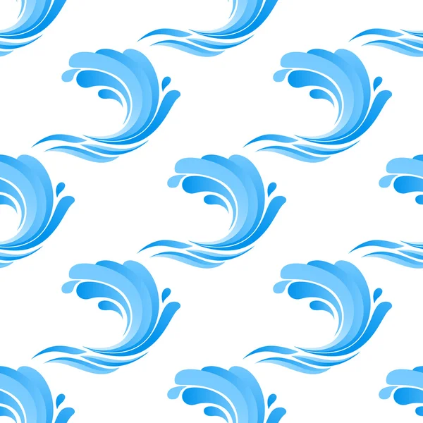 Seamless pattern of blue curling waves — Stock Vector