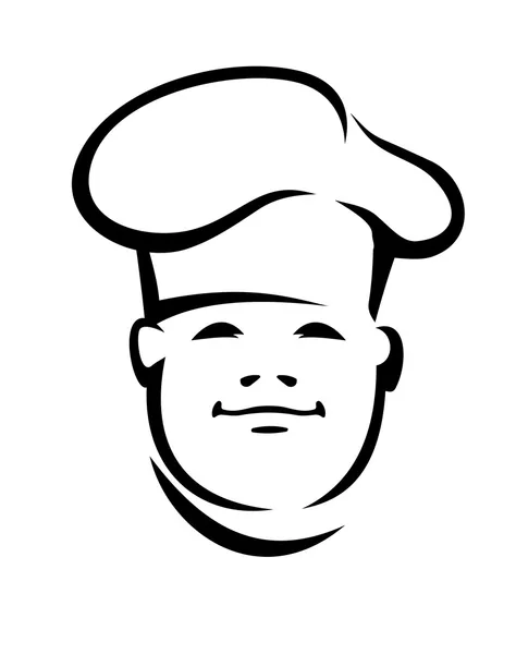 Visage d'un chef souriant en toque — Image vectorielle