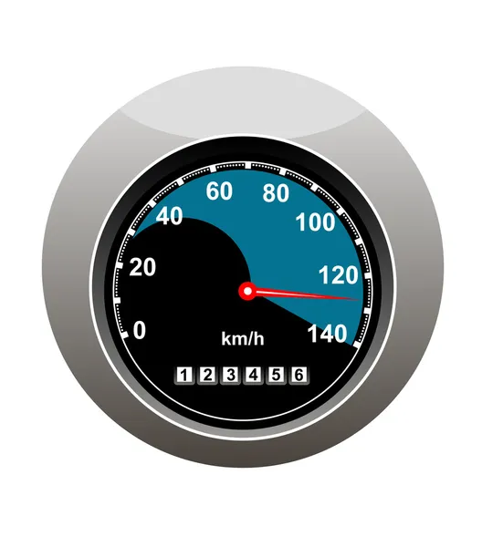 Car speedometer showing someone speeding — Stock Vector