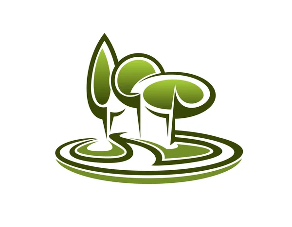 Icono de árboles verdes en un parque — Vector de stock