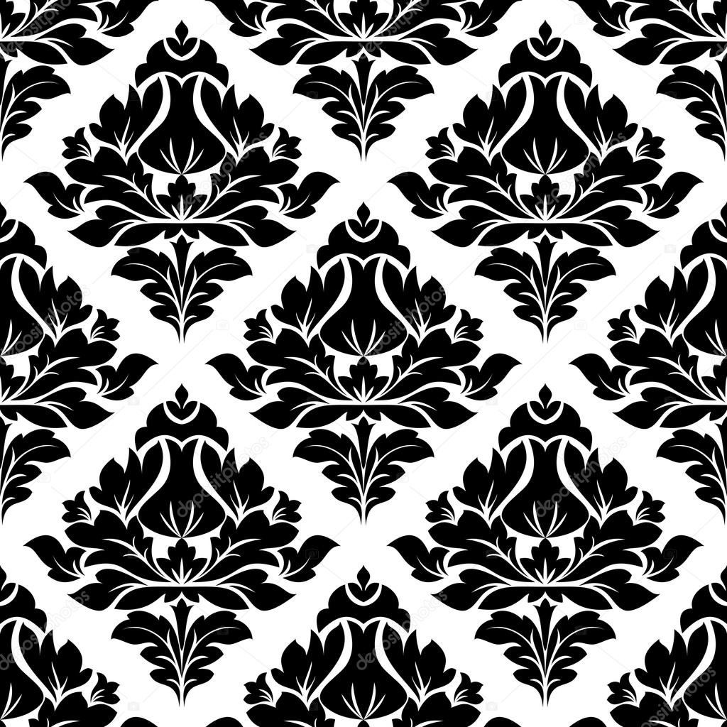 Floral arabesque pattern with a diamond motif