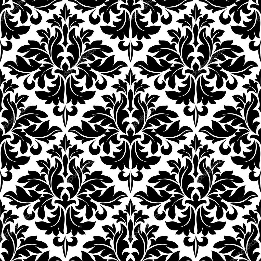 Black and white floral arabesque pattern