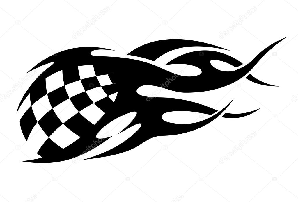 Checkered black and white motor sport flags