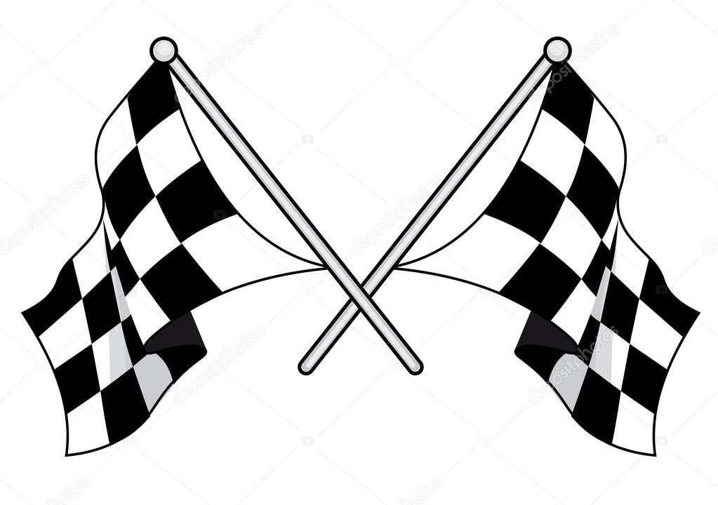 Crossed black and white checkered flags