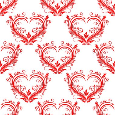 Dikişsiz desen süslü çiçek Kalpler