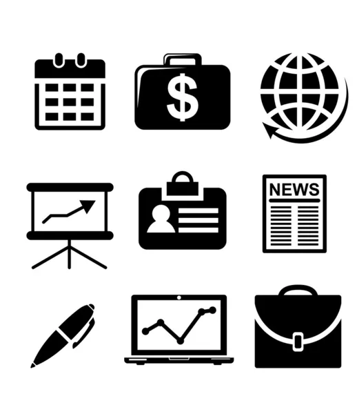 Set of black and white business icons — Stock Vector