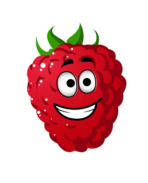 Cartoon raspberry with a cheeky grin — Vetor de Stock