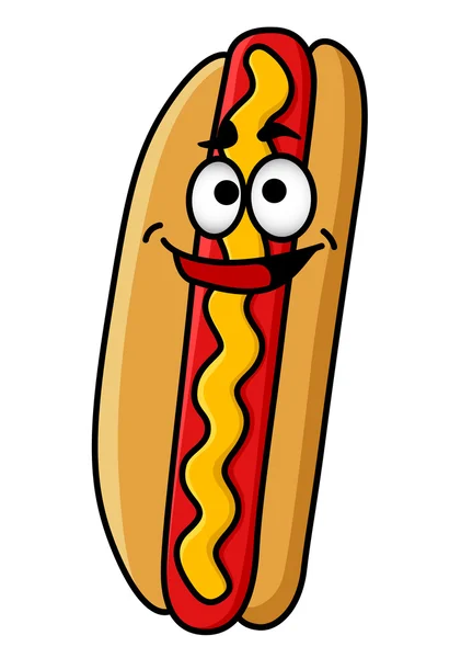 Glücklich Hot Dog mit Schnurrbart — Stockvektor