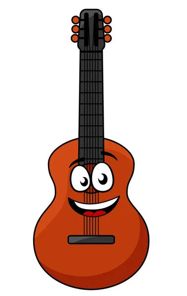 Guitarra acústica de madera feliz — Vector de stock