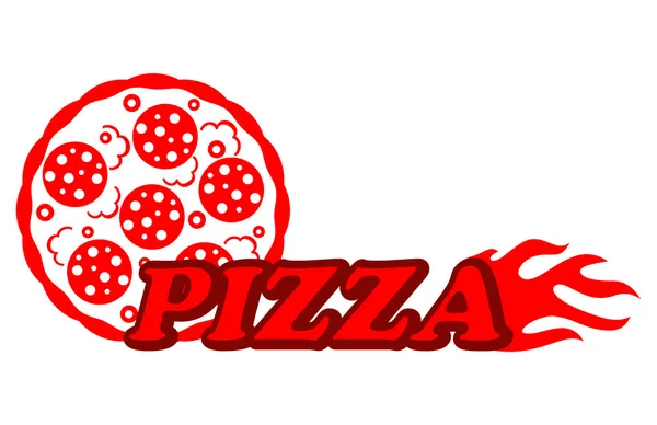Czerwona, gorąca pizza etykiety — Wektor stockowy