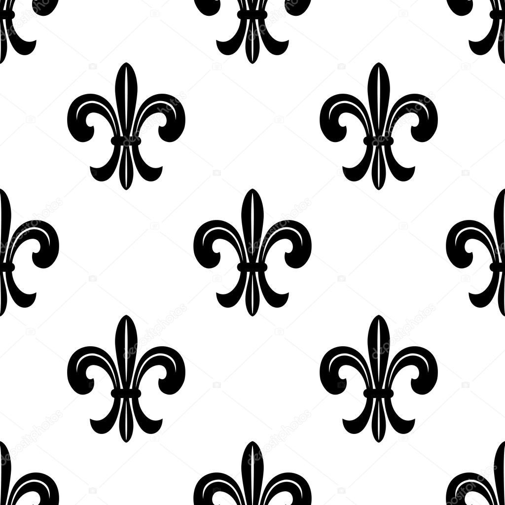 Stylized French fleur de lys seamless pattern