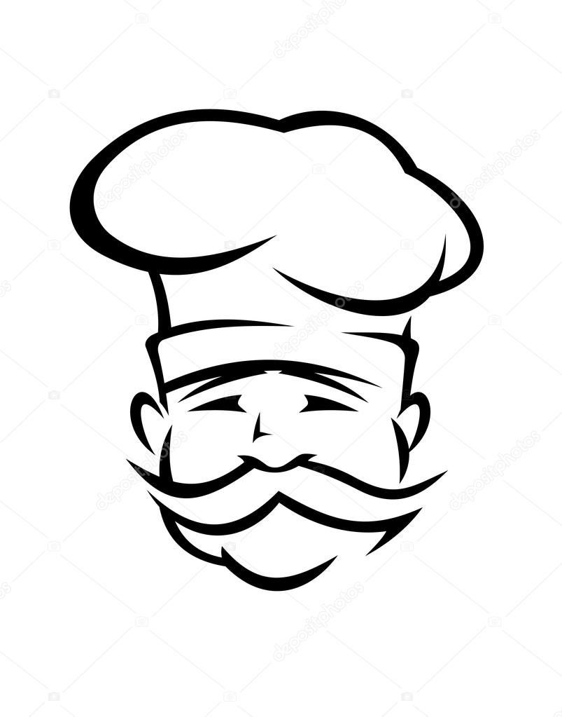 Chef or cook with a handlebar moustache