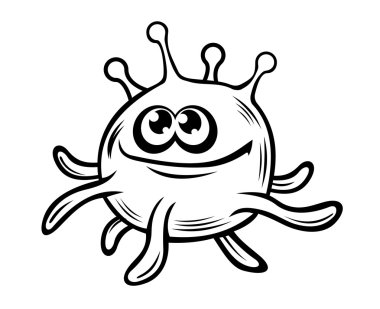 Komik küçük canavar tentacles ile gülümseyen