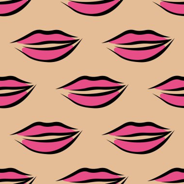 seksi pembe dudakları seamless modeli yineleyin