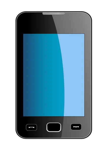 Glanzende slimme telefoon met blauwe touchscreen — Stockvector