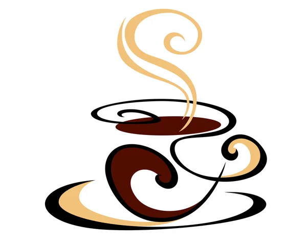 Girando taza de café humeante — Vector de stock