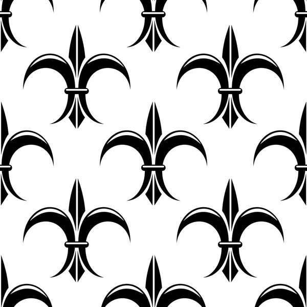 Black and white fleur de lys seamless pattern — Stock Vector