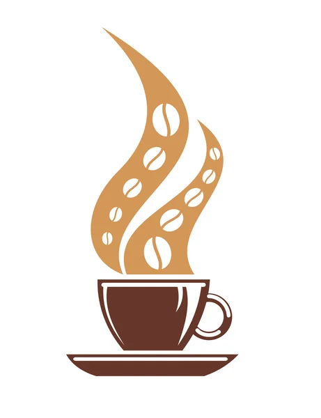 Tasse chaude de café avec de la vapeur de grain de café — Image vectorielle