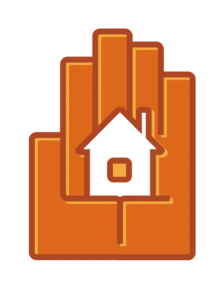 Icon of a house in the palm of a hand — Stock Vector