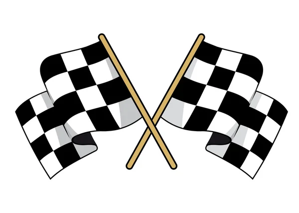 Bandeiras quadriculadas em preto e branco cruzadas — Vetor de Stock