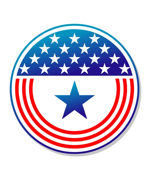 Patriotic American stars and stripes button — Stock Vector