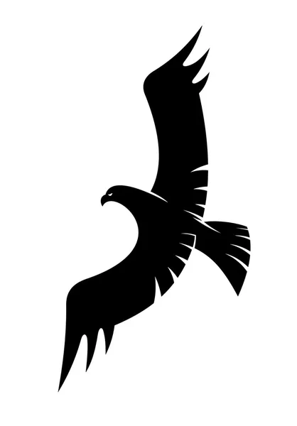 Águila negra volando con alas extendidas — Vector de stock