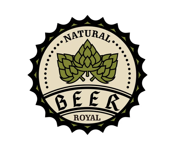 自然ロイヤル ビール アイコンまたはボトル キャップ デザイン — ストックベクタ