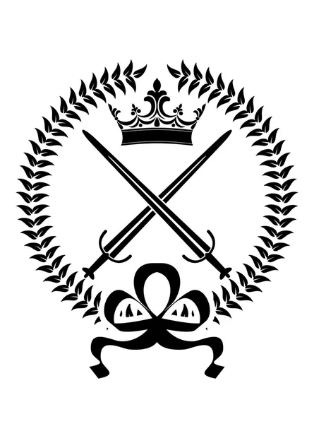 Royal emblem with crossed swords — Stock Vector