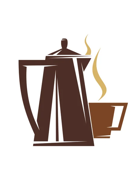 Cezve ve dumanı tüten kahve fincan — Stok Vektör