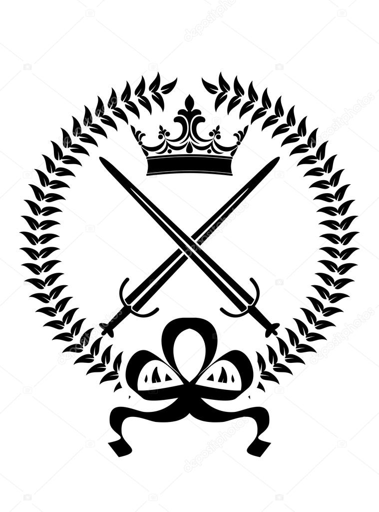 Royal emblem with crossed swords
