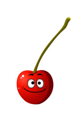 Olgun kırmızı mutlu küçük karikatür kiraz