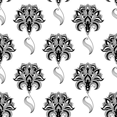 Kaligrafi vintage çiçek seamless modeli