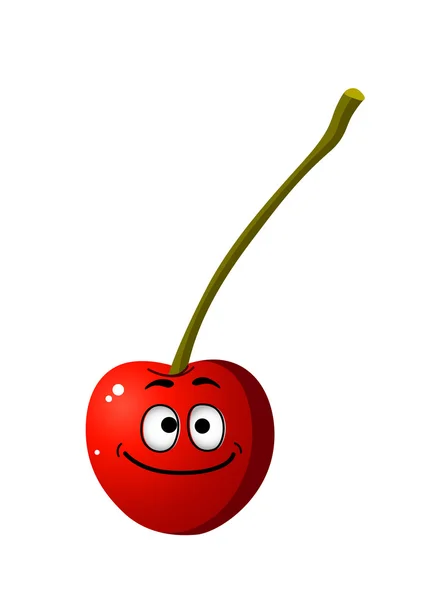 Rijp rood gelukkig weinig cartoon cherry — Stockvector