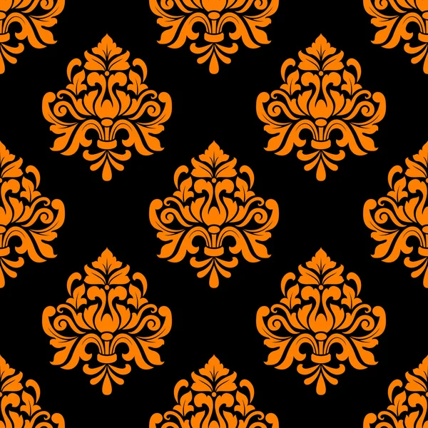 Motif floral sans couture noir et orange — Image vectorielle