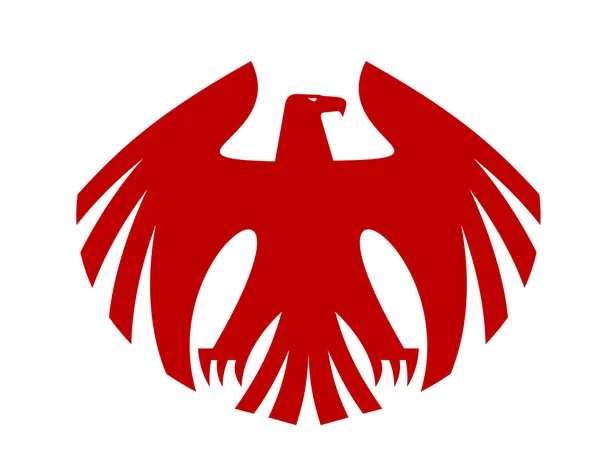 Fierce red eagle heraldic silhouette — Stock Vector
