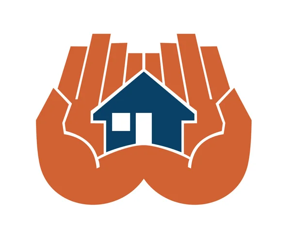 Deux mains coupant une maison — Image vectorielle
