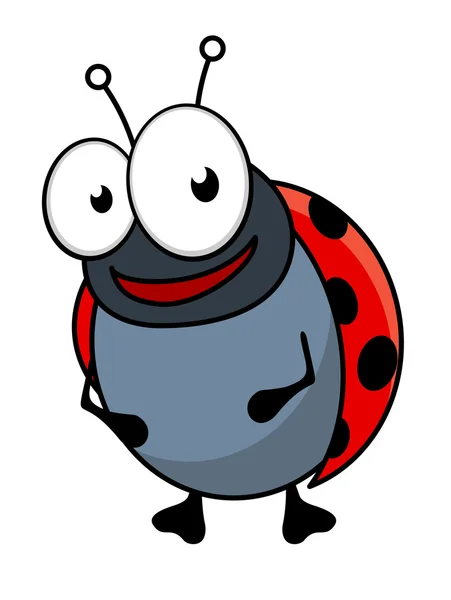 Mignon petit personnage de dessin animé coccinelle rouge — Image vectorielle