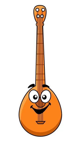 Fun cartoon banjo with a happy smiling face — Stock Vector