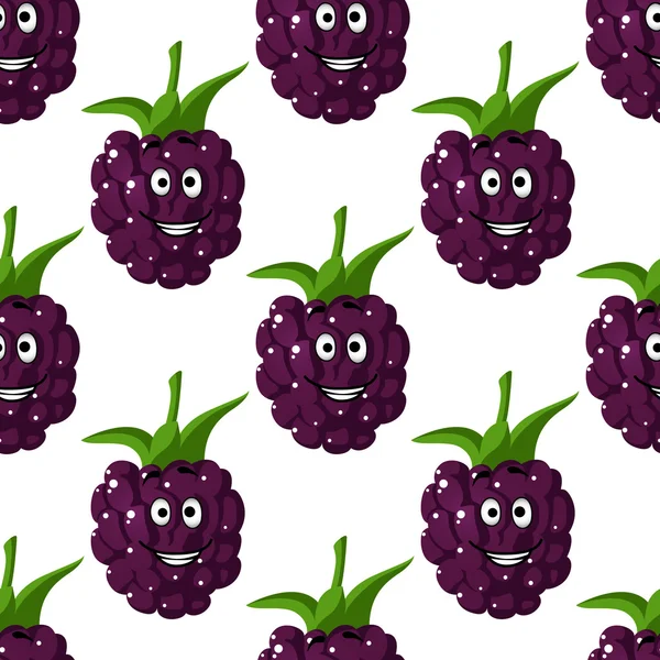 Cute happy blackberries seamless pattern — Vetor de Stock