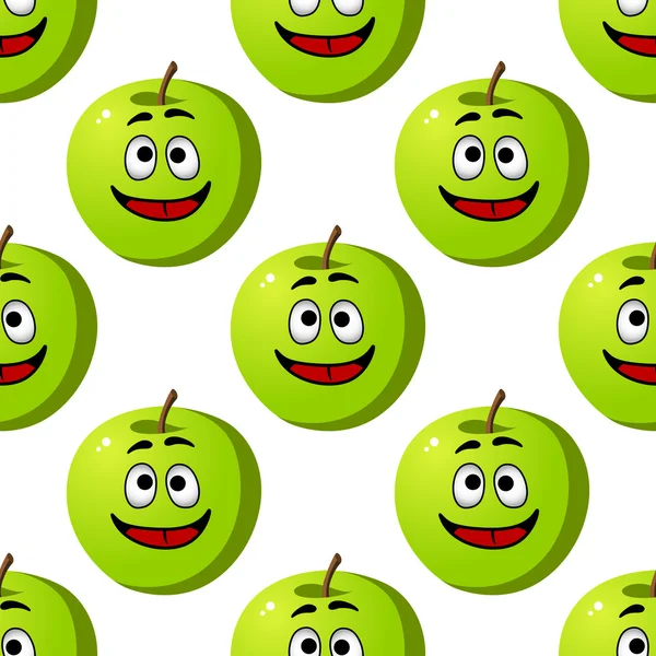 Naadloze patroon van groene appels vruchten — Stockvector