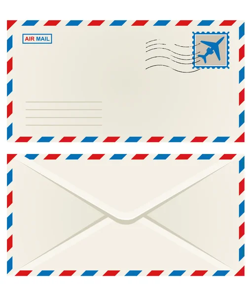 Front and back of an airmail envelope — Stock Vector